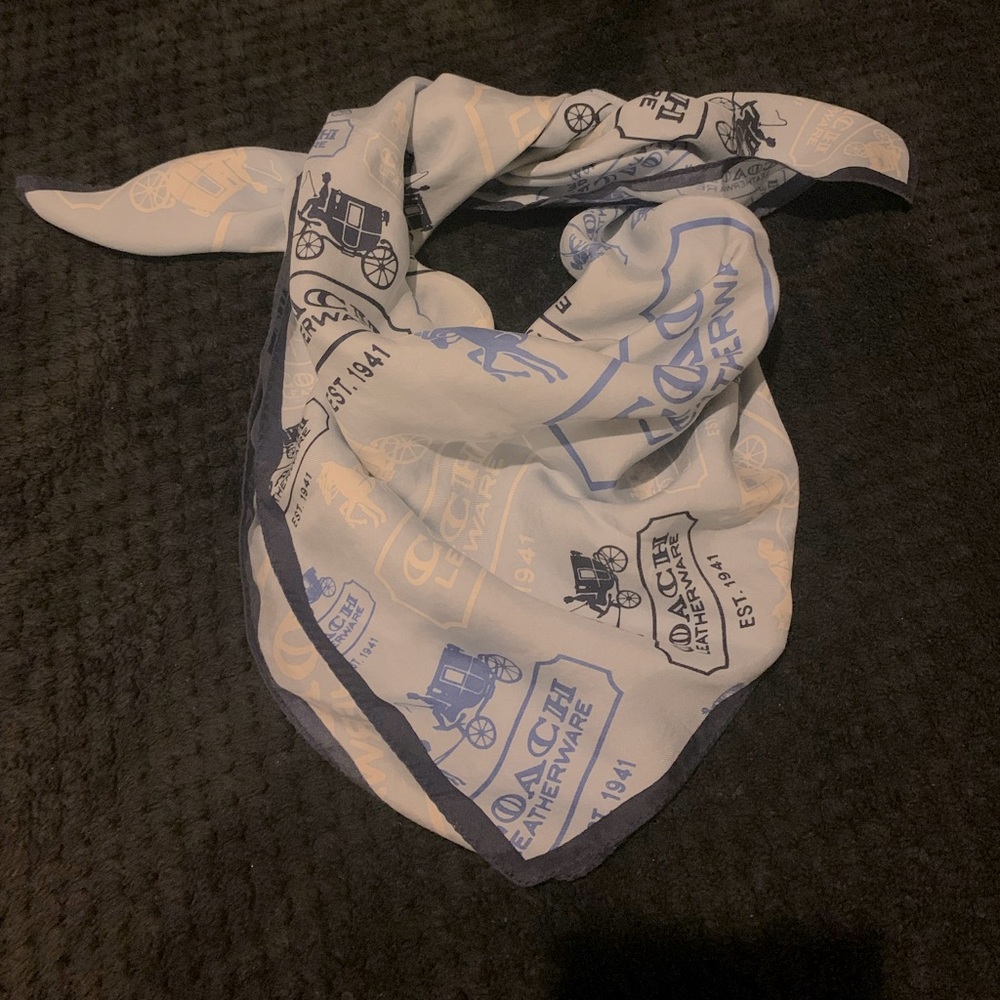 Coach Horse and Carriage 100% Silk Blue Lightweight Printed Scarf